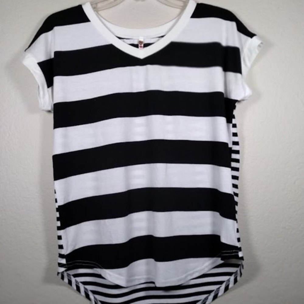 Poof! Brand Black & White Striped Shirt Size Small